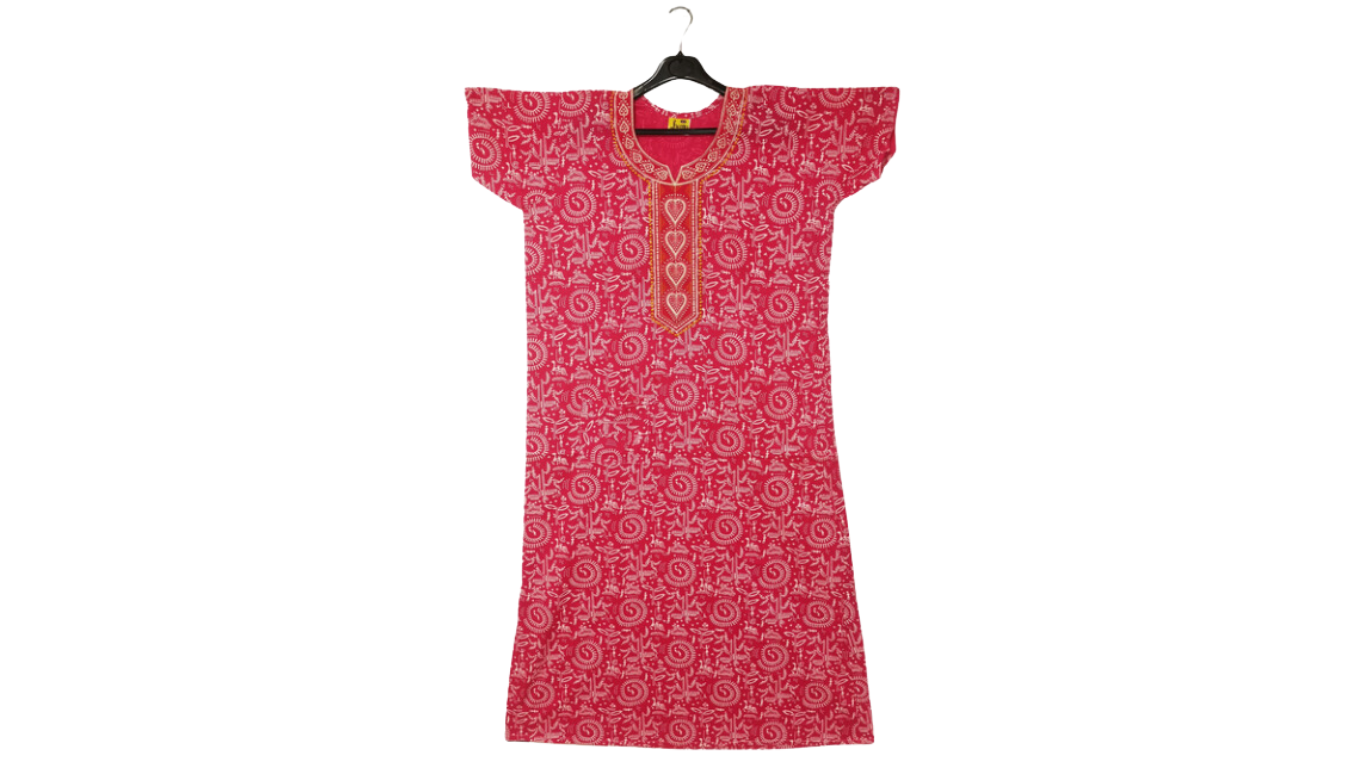 Lightweight nighty in soft cotton, casual short sleeves printed